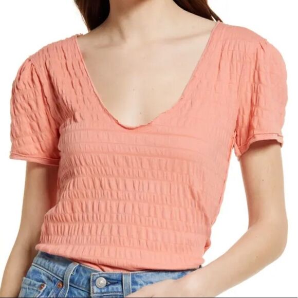 Free People Sugar Cube V-Neck T-Shirt.Size XL - Picture 1 of 14